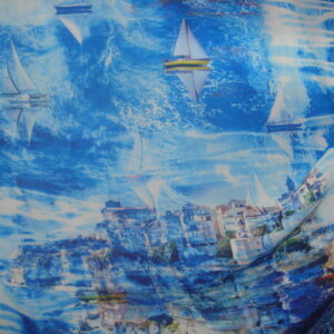 1,60mts. Tejido georgette estampado, c/azules ancho 1.50mts.