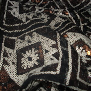 Tejido de lentejuela blanco/bronce/negro