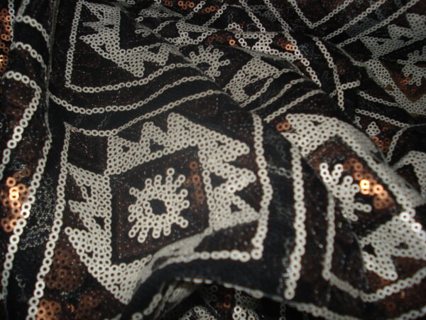 Tejido de lentejuela blanco/bronce/negro