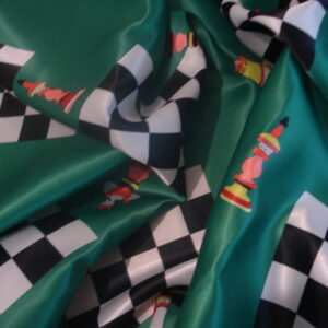 Tejido en rasete f/verde billar, est. cuadro ajedrez