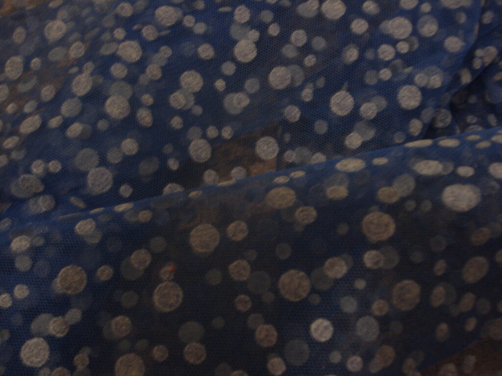Tul f/azulón con lunares terciopelo azul cielo
