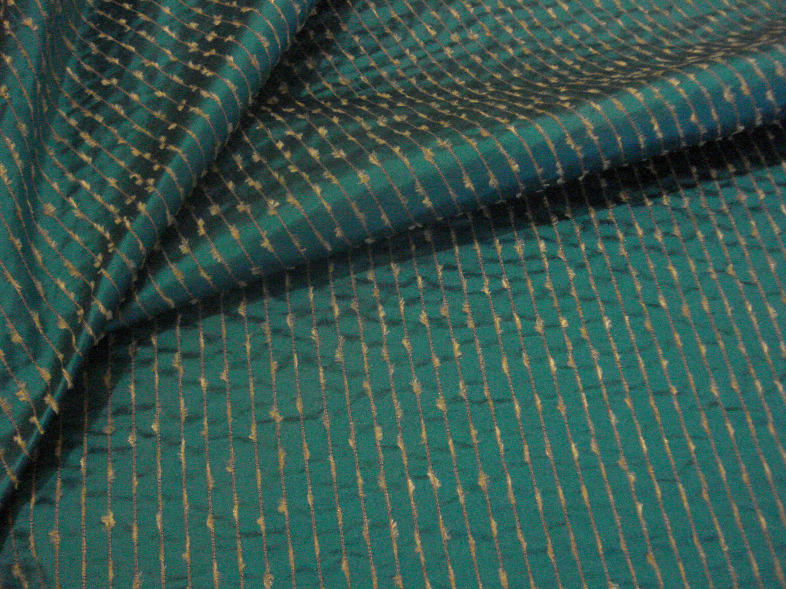 Seda salvaje con refuerzo c/turquesa, línea dorada deshilachada