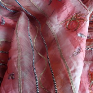 Tejido de gasa en algodón y seda tonos rosas