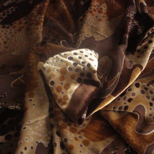 Tejido de gasa estampada con terciopelo, tonos ocres-marrones, ancho 1.40mts.