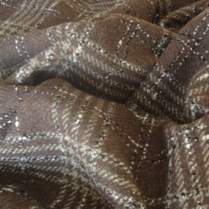 Tejido cuadro escocés c/marrón chocolate cuadro blanco, negro, ancho 1.52mts.