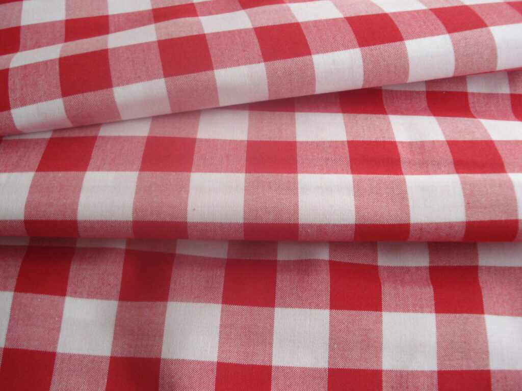 Tejido popelín cuadro vichy grande, rojo y blanco, ancho 1.62mts.