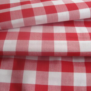 Tejido popelín cuadro vichy grande, rojo y blanco, ancho 1.62mts.
