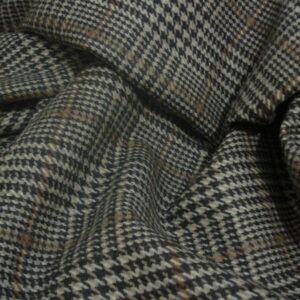 Tejido lana 100% c/príncipe de gales gris-marrón, ancho 1.54mts.