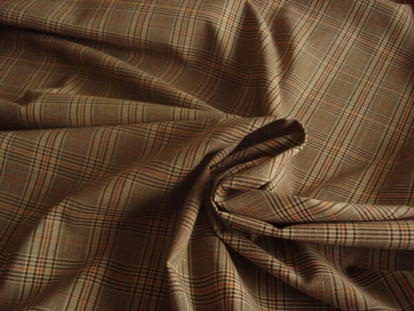 Tejido viyela príncipe de gales, c/marrones c/hilo de lúrex, ancho 1.46mts.
