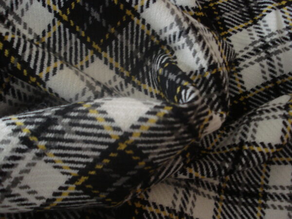 Tejido cuadro escocés f/blanco c/negro-gris-amarillo, ancho 1,50mts.