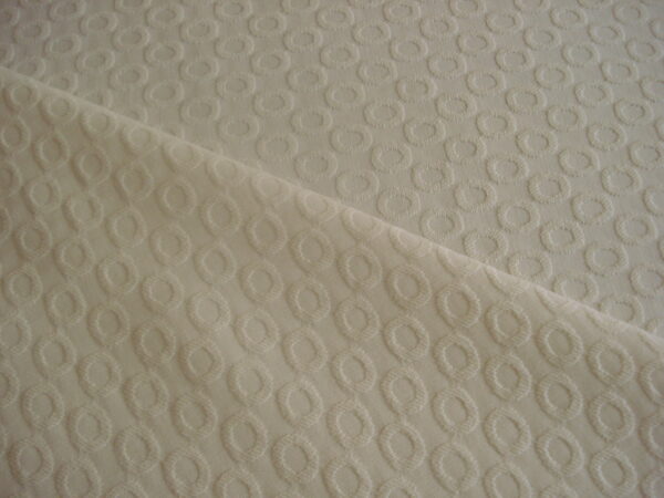 1 mto. tejido algodón/poliéster c/dibujo círculos beige, ancho 1,43mts.