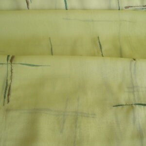 Tejido gasa f/ verde pistacho con bordados verde/marrón, ancho 1,45mts.