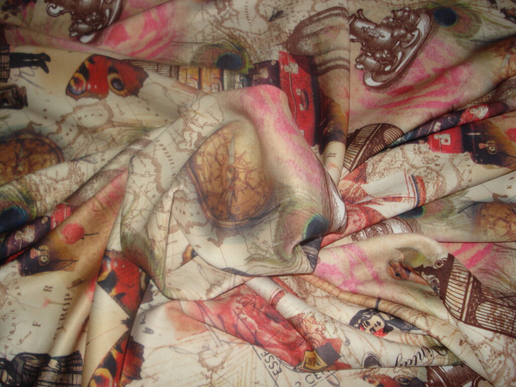 Tejido punto neopreno estampado vintage, ancho 1,50mts.