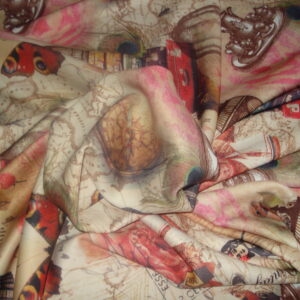 Tejido punto neopreno estampado vintage, ancho 1,50mts.