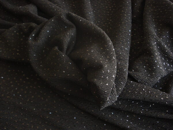 Tejido punto negro efecto arrugado c/micro lentejuelas, ancho 1,50mts.