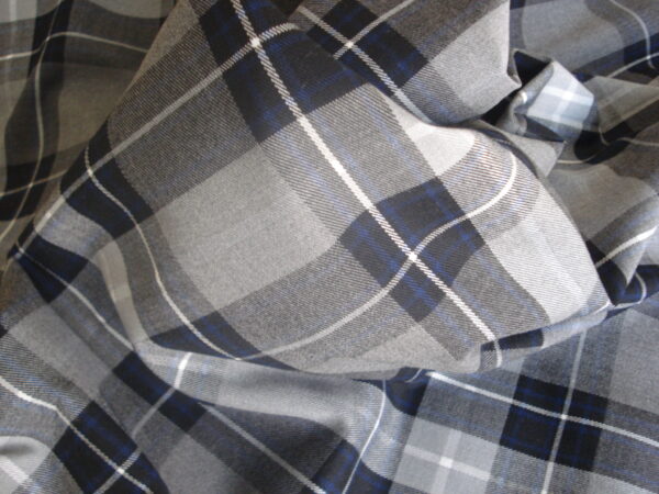 Tejido viyela cuadro escocés grises, ancho 1,50mts.