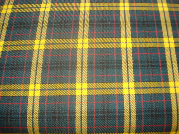 Tejido viyela cuadro escocés c/ verdes-amarillos, ancho 1,52mts.